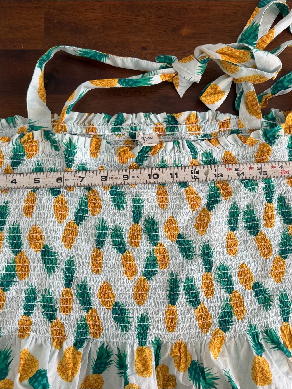 J.Crew Smocked Pineapple Print Peplum Tie-Shoulder Tank Top 3X - Picture 2 of 8